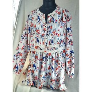 Joe Browns Peasant Boho Pintuck Blouse‎ Womens Size 18 Birds Hippy Ethereal Lace